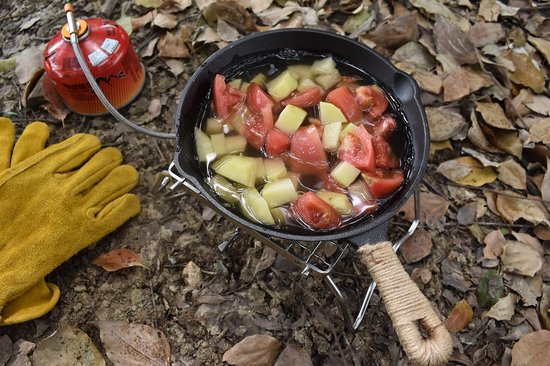 Opvouwbare camping grill - roestvrij staal 304 kookrooster met inklapbare poten - draagbare houtskool- en kookstandaard - lichtgewicht BBQ rek voor kamperen, wandelen en backpacken — afbeelding 5