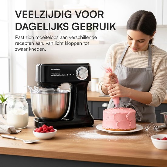 Planetaire Mixer - Keukenmachine Deegmixer - Beslag Maken - 12 Snelheden - 3.5 L - Zwart — afbeelding 3