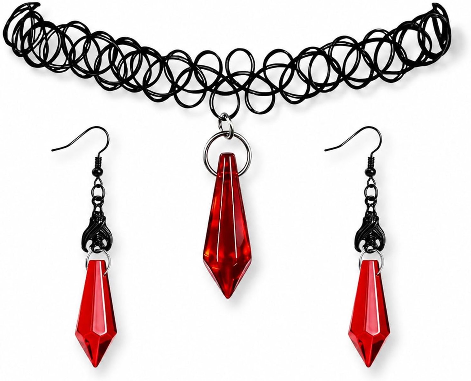 Vampier Sieraden Set Dames 2-delig, Choker & Oorbellen