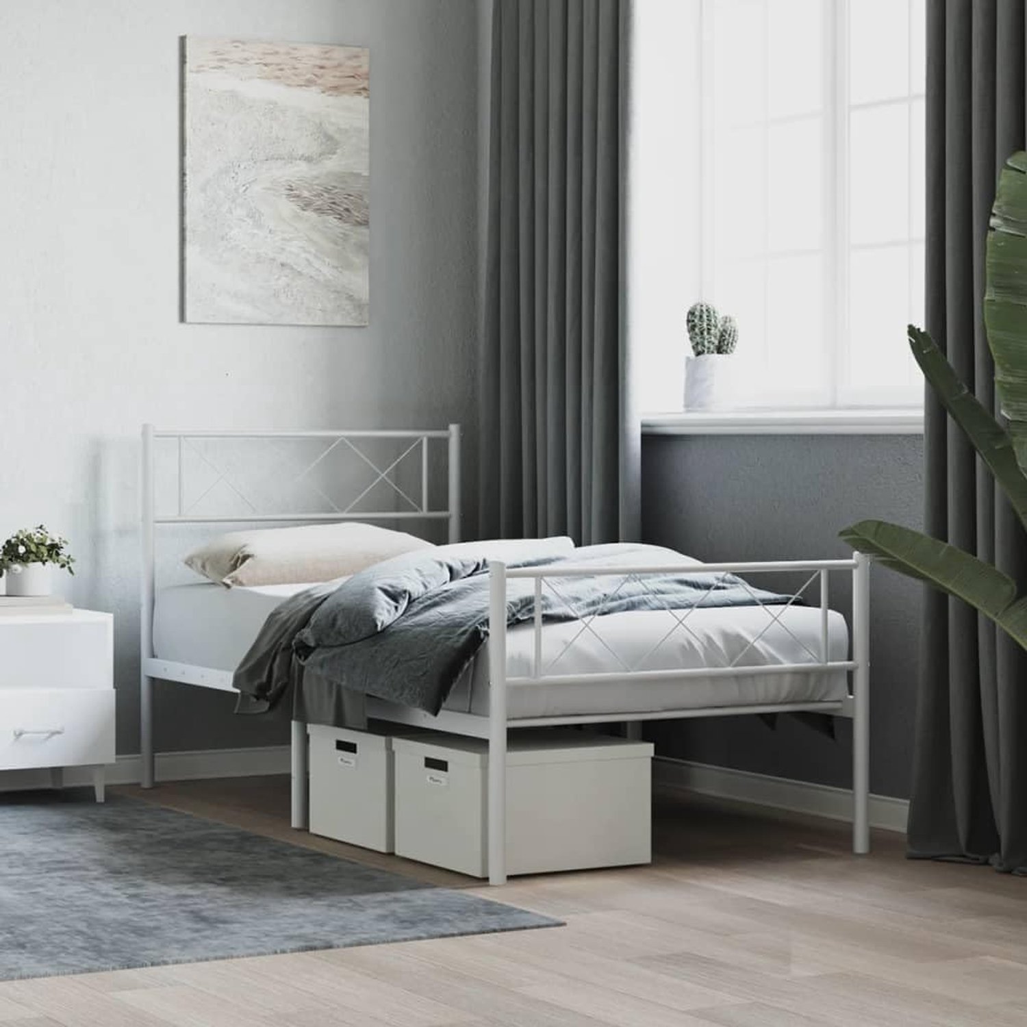 Staal gepoedercoat klassiek ontwerp met opbergruimte 80x200 cm wit