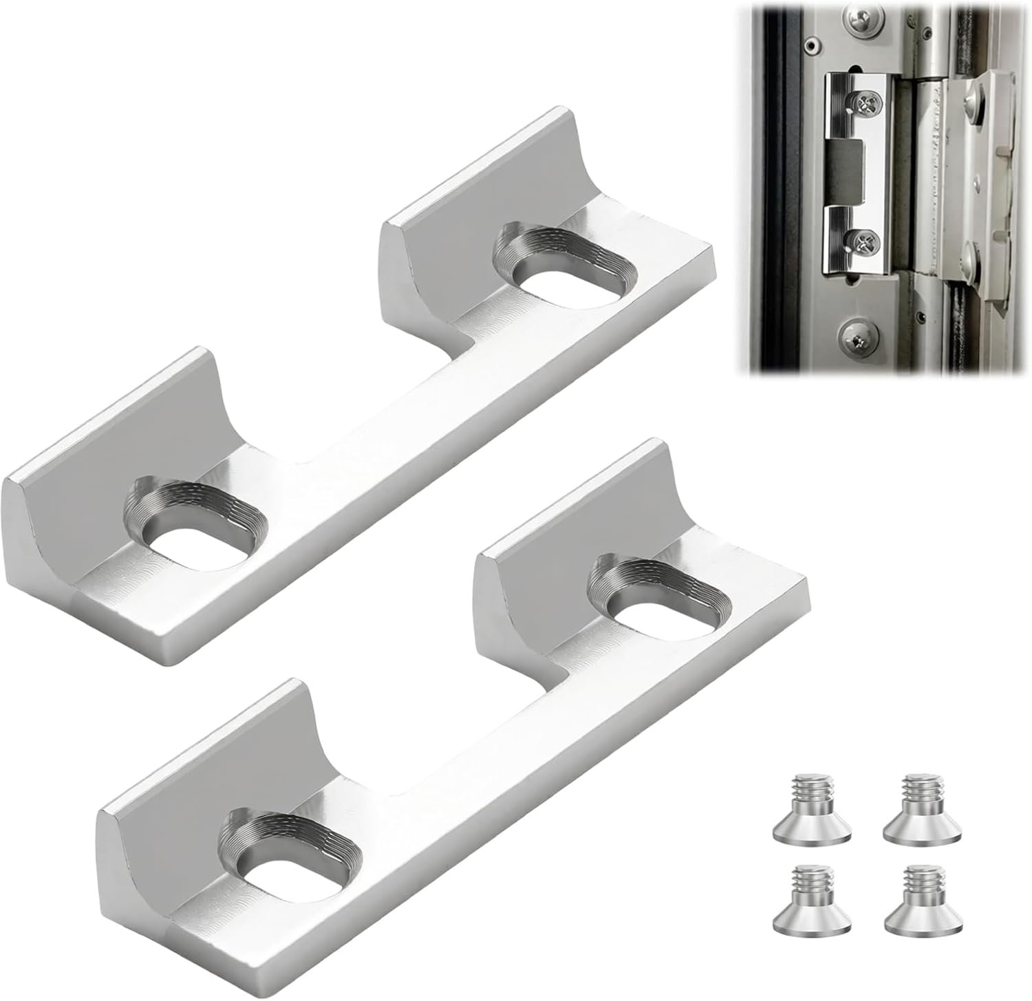 2 stuks sluitplaat huisdeur, deurval met 4 schroeven, type 115 (zilver) - ShopVlot