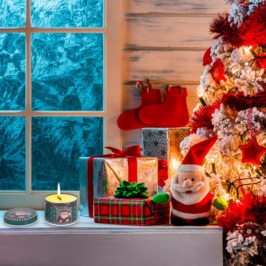 12 stuks kerstkaarsblik, lege kaarsenblikken potten met deksels, kerstsnoepblikken doosjes ronde kleine kerstkoekjes blik voor snoep, koekjes, feestartikelen, kaarsen maken — afbeelding 3