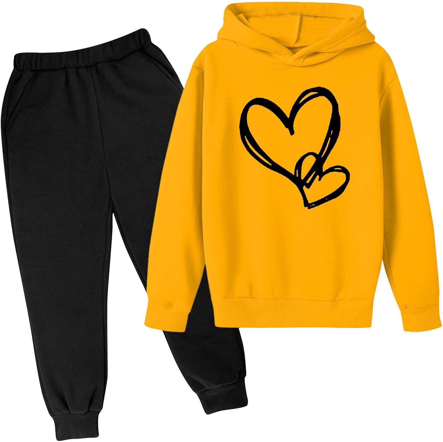 Générique Sweatshirt met capuchon voor tienermeisjes, 2-delig trainingspak, oversized hoodie en joggingbroek, preppy kleding