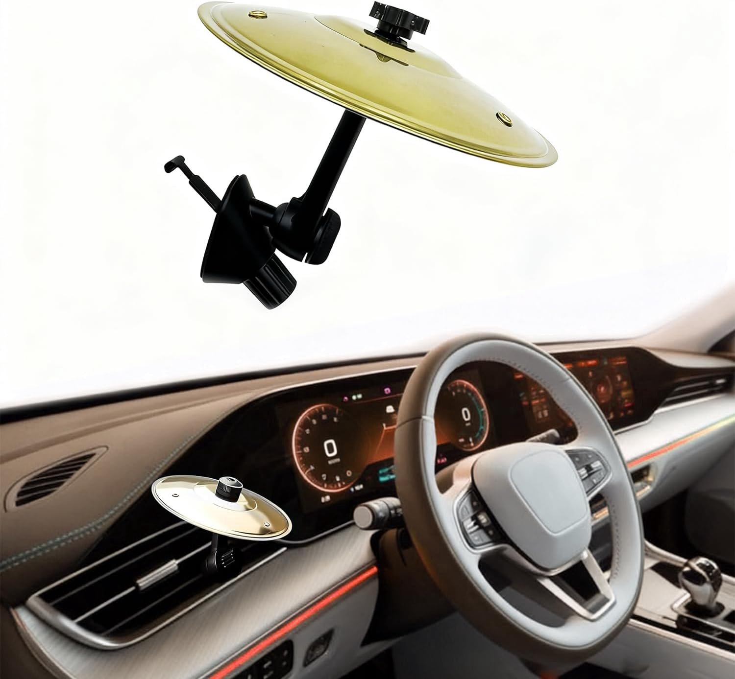Mini cimbal voor auto, crash auto cimbalen, vingers bekkens voor ventilatierooster auto, muziekdecoratie voor alle soorten voertuigen, goud