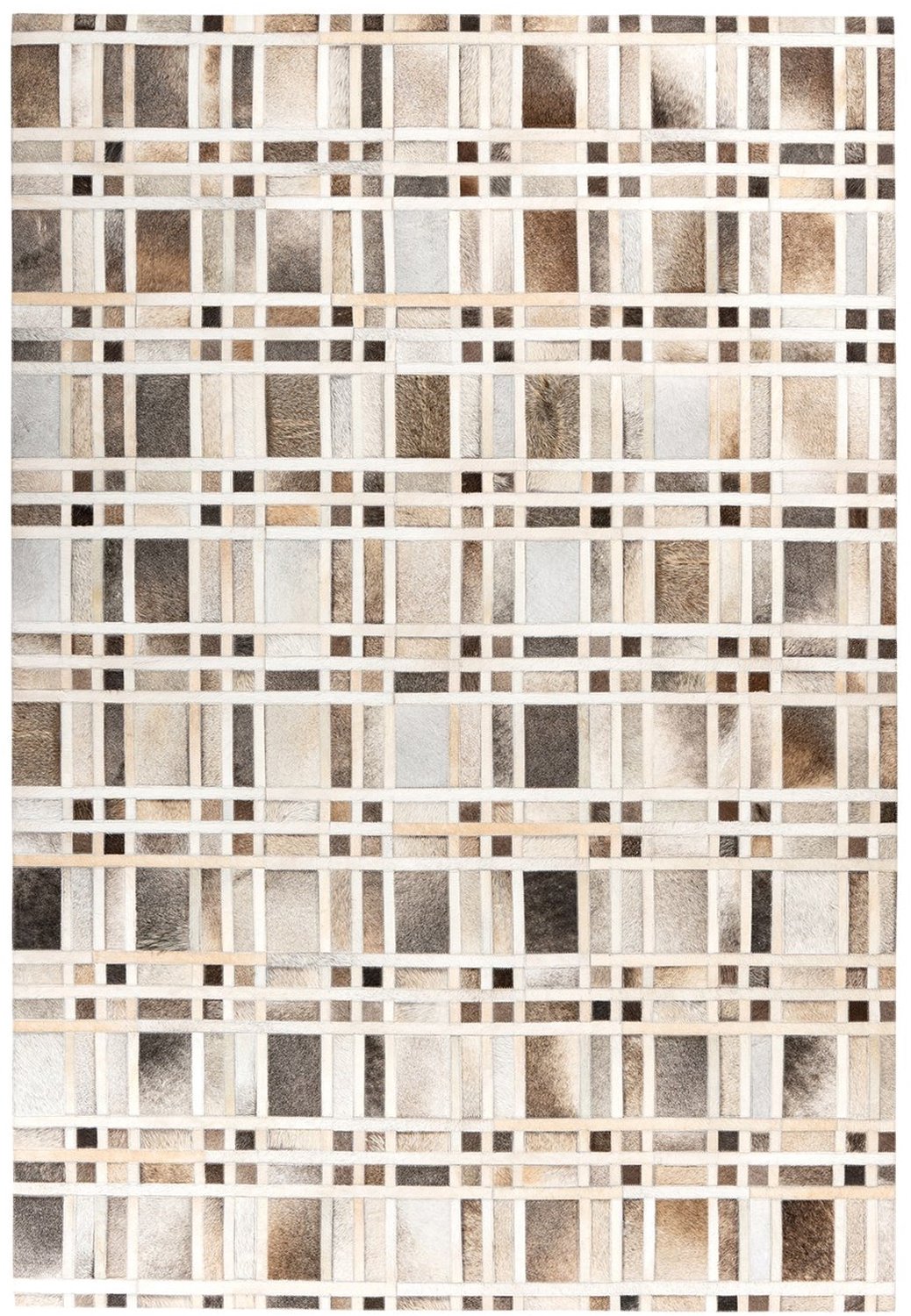 Dutch XXL Leren Vloerkleed | Tapijt | Lavin | Raster | Grijs | 120x170 cm