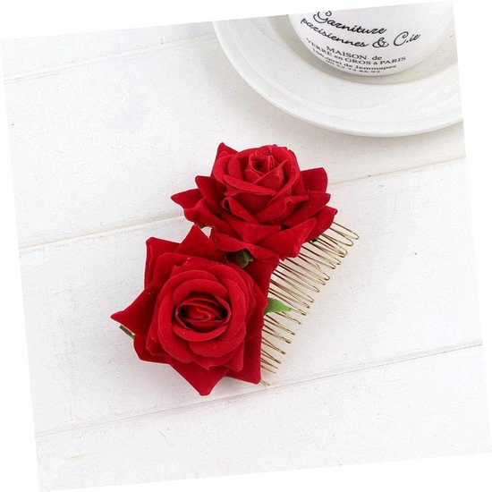2 Stuks Bruids Haarkammen met Stoffen Rozenbloemen Haaraccessoires voor Bruiloften voor Diverse Haarstijlen Feesten — afbeelding 2