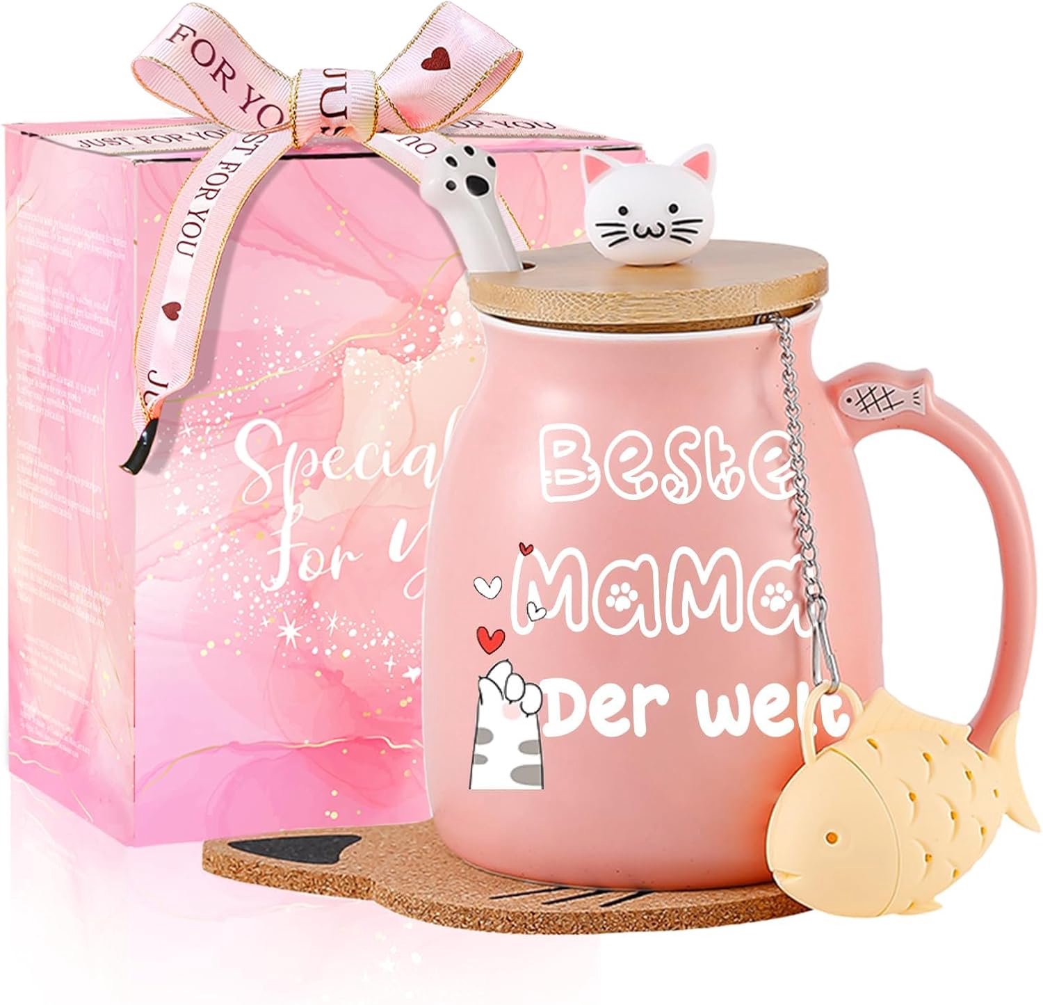 SnelShoppen - Persoonlijke Kerstcadeau Tasse voor Mama met Katten - Uniek Verjaardagscadeau voor Moeder - Geïsoleerde Mokken voor Thuis, Keuken en Fee