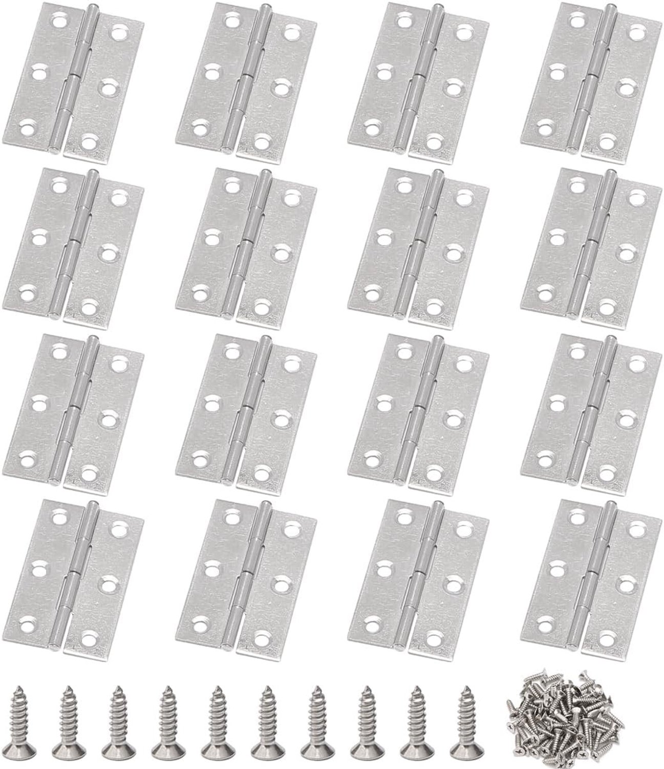 Deurhengsels voor meubels, 16 stuks 4.2cm vouwhengsels, roestvrijstalen scharnieren met schroeven voor poorten, ramen en kasten