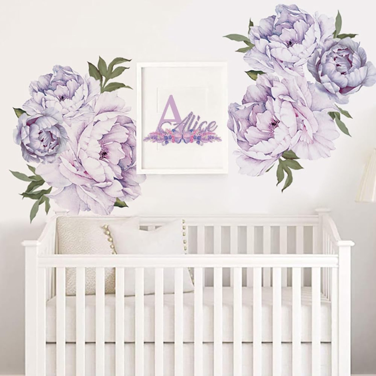 Muurstickers paarse bloemen - Boho pioenrozen wanddecoratie - Herbruikbaar en eenvoudig aan te brengen - ShopVlot