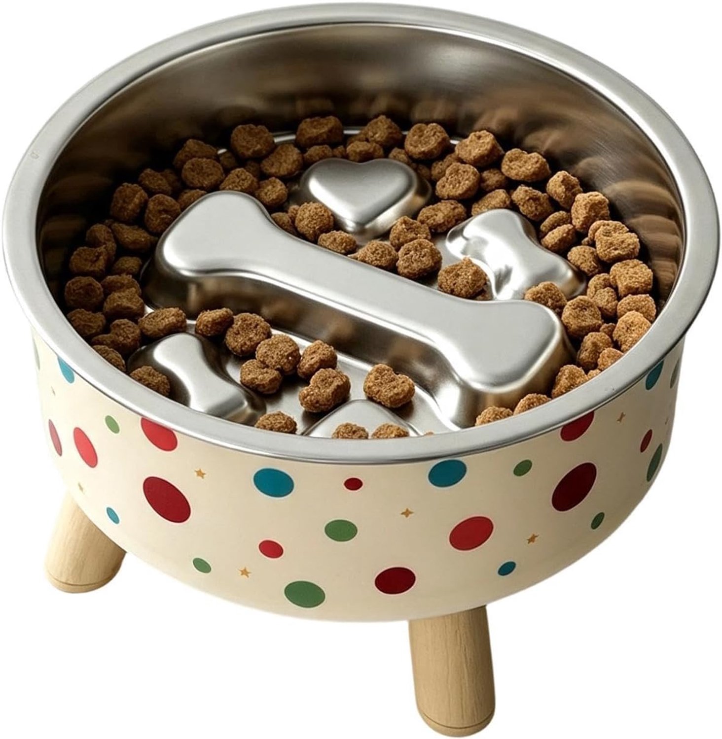 Slow Feeder Dog Bowls RVS Verhoogde Pet Likken Kom