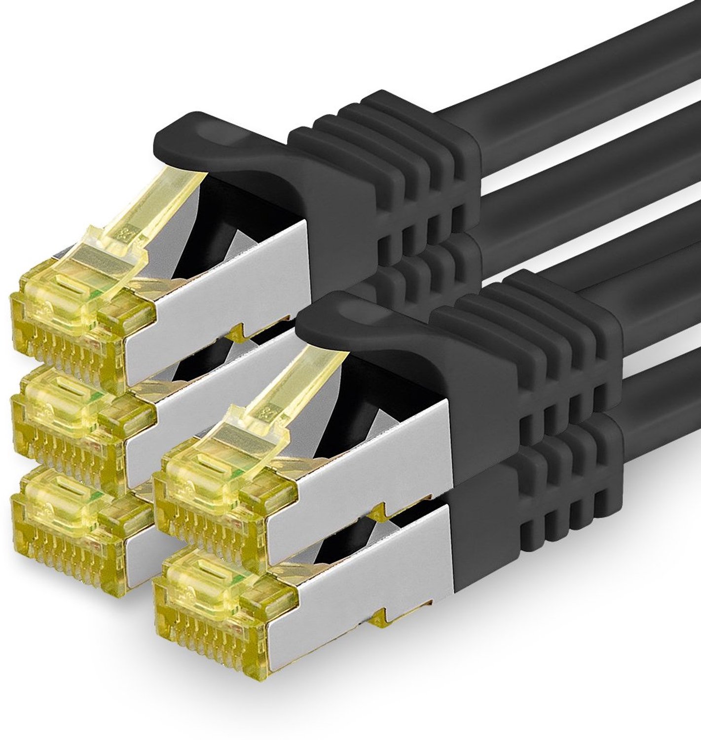 5x 0,5 M - CAT-7 Cat.7 netwerkkabel, Ethernet, Lan & patchkabel RJ-45 SFTP 10GB/s - zwart
