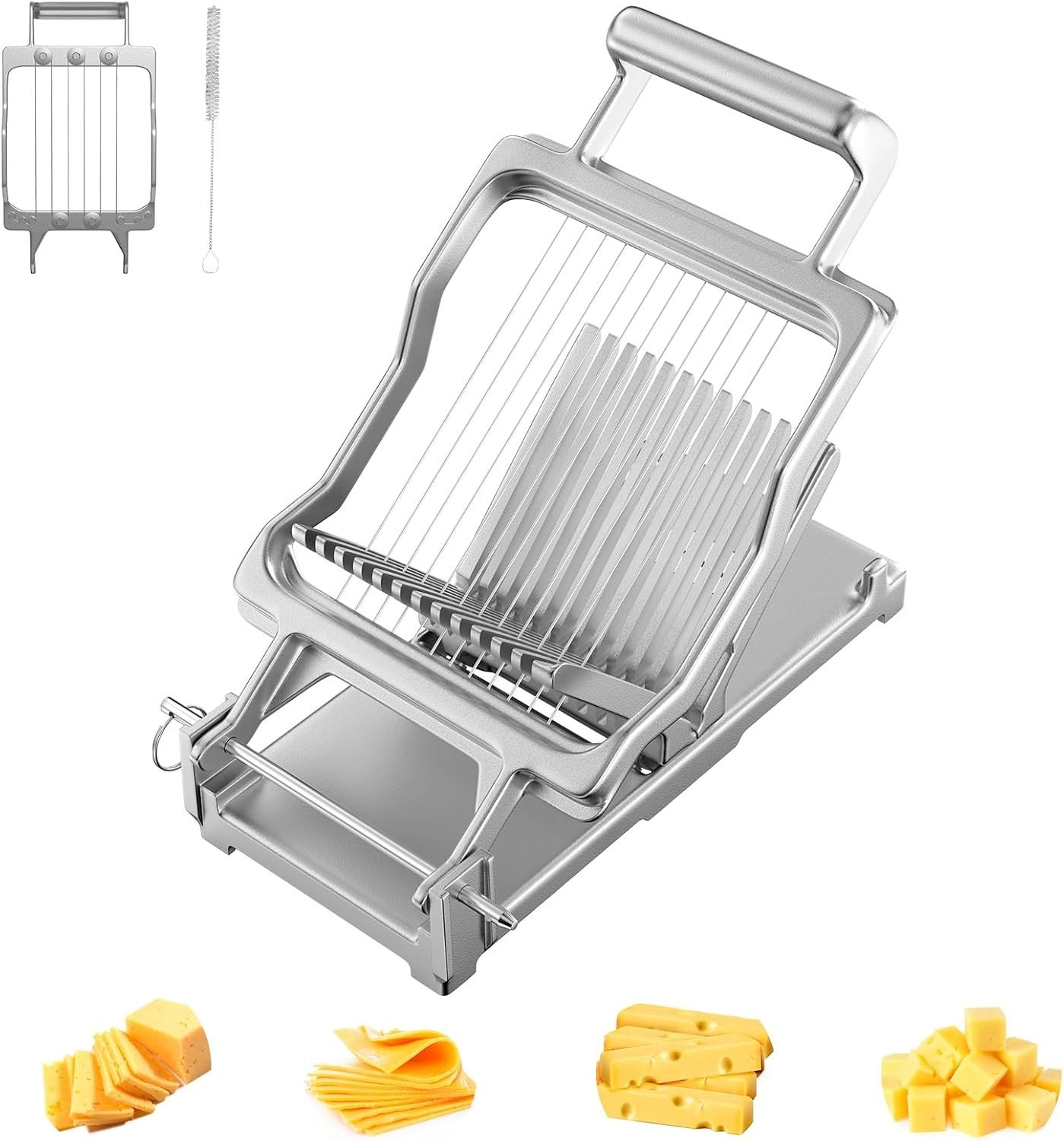 Kaas Snijmachine - Zilver - 1 cm & 2 cm Dikte - Roestvrijstalen Snijdraad - Voor Huishoudens en Horeca