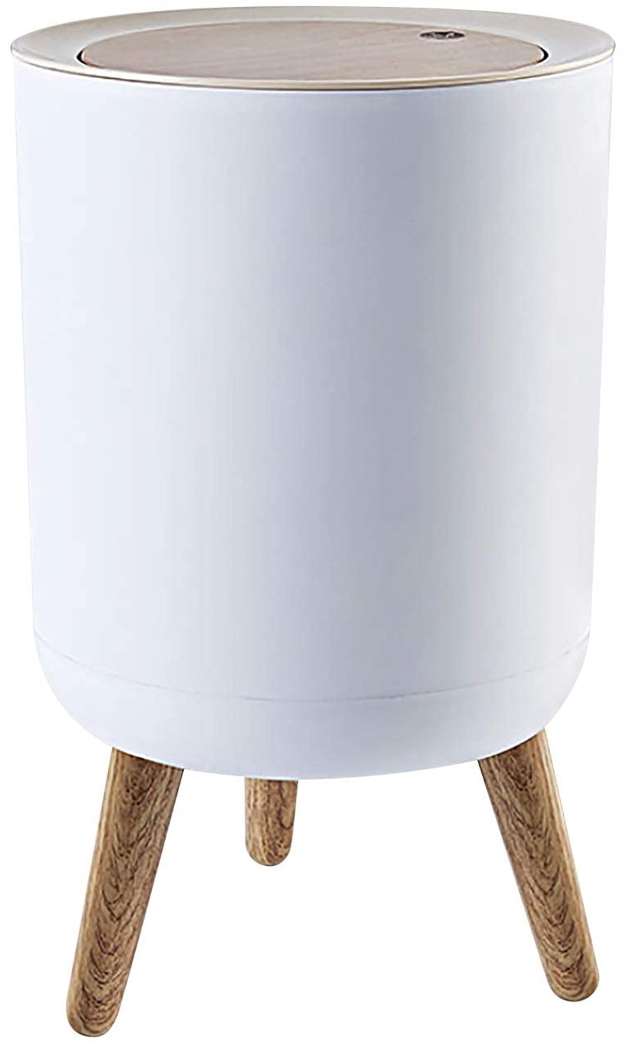 Prullenbak, 7 liter vuilnisbak met persdeksel, Scandinavische moderne afvalbak, plastic prullenbak geschikt voor keuken, badkamer, slaapkamer, woonkamer, kantoor, buiten, hondenbestendige prullenbak