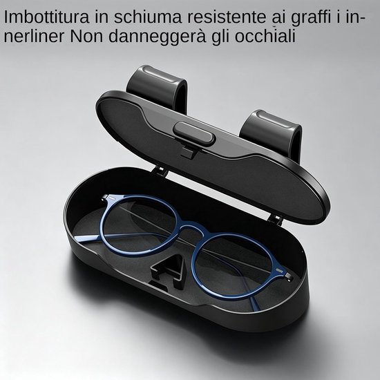 Glasses Keeper Auto zonneklep opbergdoos 17,5 x 9,5 cm voor | veiligheidsklem met universeel kusseninzetstuk, reisbril voor bestuurderscabine voor SUV aut — afbeelding 3