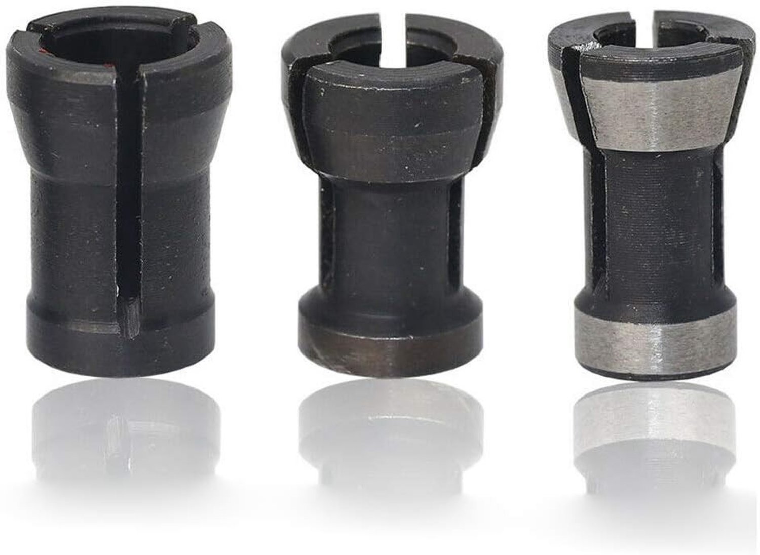 HSS Freesmes met Split Bushing en Collet Chuck Adapter voor Houtbewerking - Set van 3 (8mm, 6.35mm, 6mm) voor Precisie en Efficiëntie