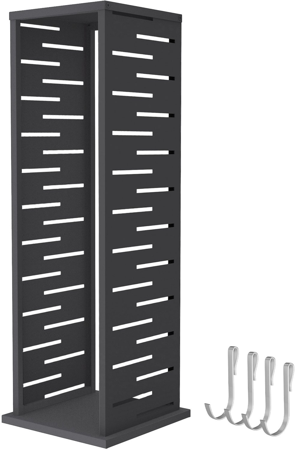 ML-Design Brandhoutrek metaal met 4 haken, haardhoutrek van gepoedercoat staal, stalen kachelhoutrek met verstelbare vloerbeschermers voor binnen en buiten, weerbestendig verzinkt staal, opslag voor haardhout en briketten, met decoratief rastermotief