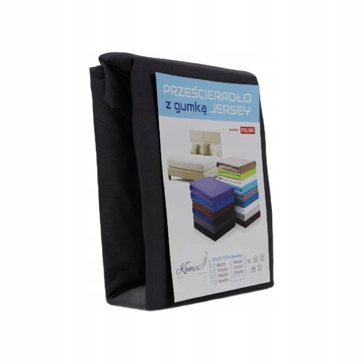 Kam-Pol Jersey Hoeslaken met Elastiek 120x220cm - 100% Katoen, 30cm Zijhoogte Zwart