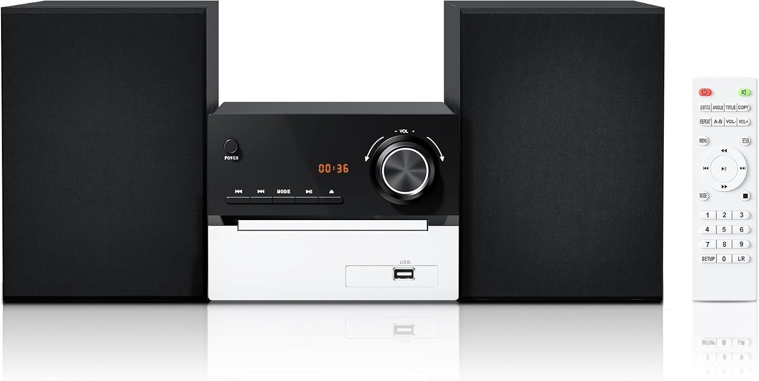 30W RMS Stereo System voor Thuis, Ondersteunt Bluetooth, USB, AUX, CD