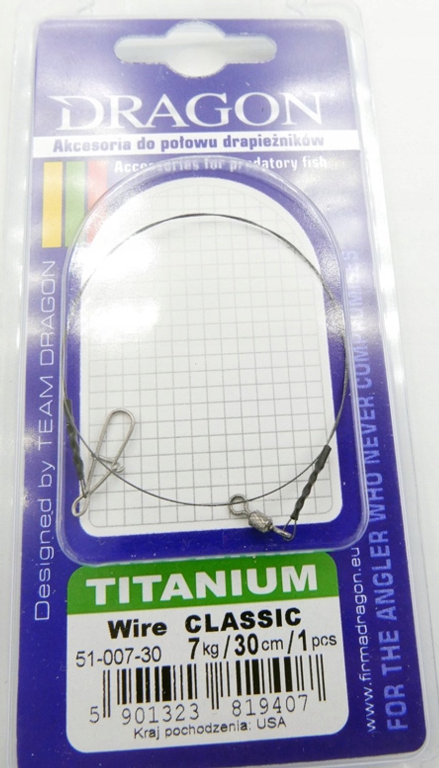 Dragon Titanium Wire Onderlijn 7kg 40cm - Sterk & Flexibel
