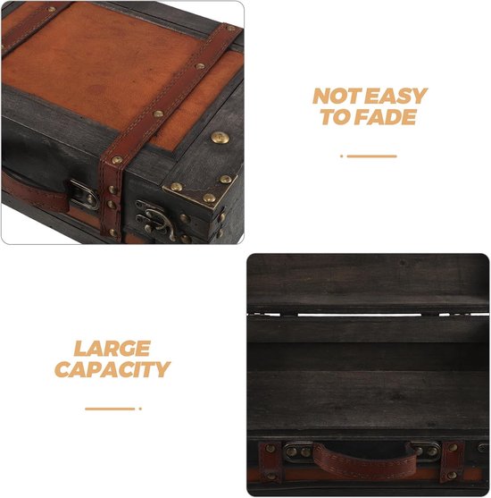 Vintage Kofferrekwisiet Antieke Reiskoffers Bagage Koffers Rekwisieten Vintage Piratenkist Antieke Decoratieve Opbergkisten Houten Reiskoffers Bruin — afbeelding 5
