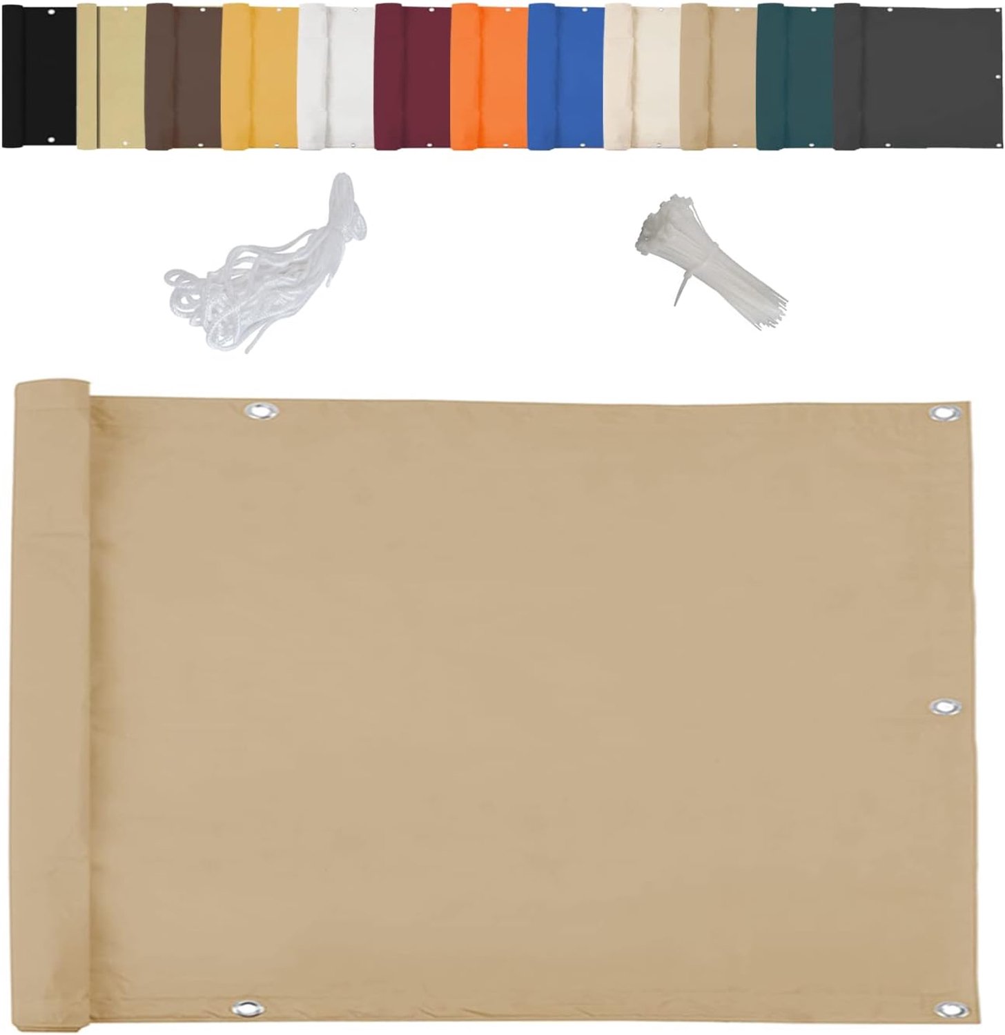 Ademend balkon, 100 x 750 cm, scheurhars-afdekking voor tuinen, terrassen en terrassen, ideale zandkleur voor buiten, privacy solut