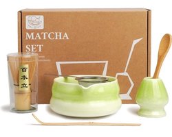 Complete matchathee-set met 6 onderdelen - Inclusief bamboe garde, keramische kom en accessoires