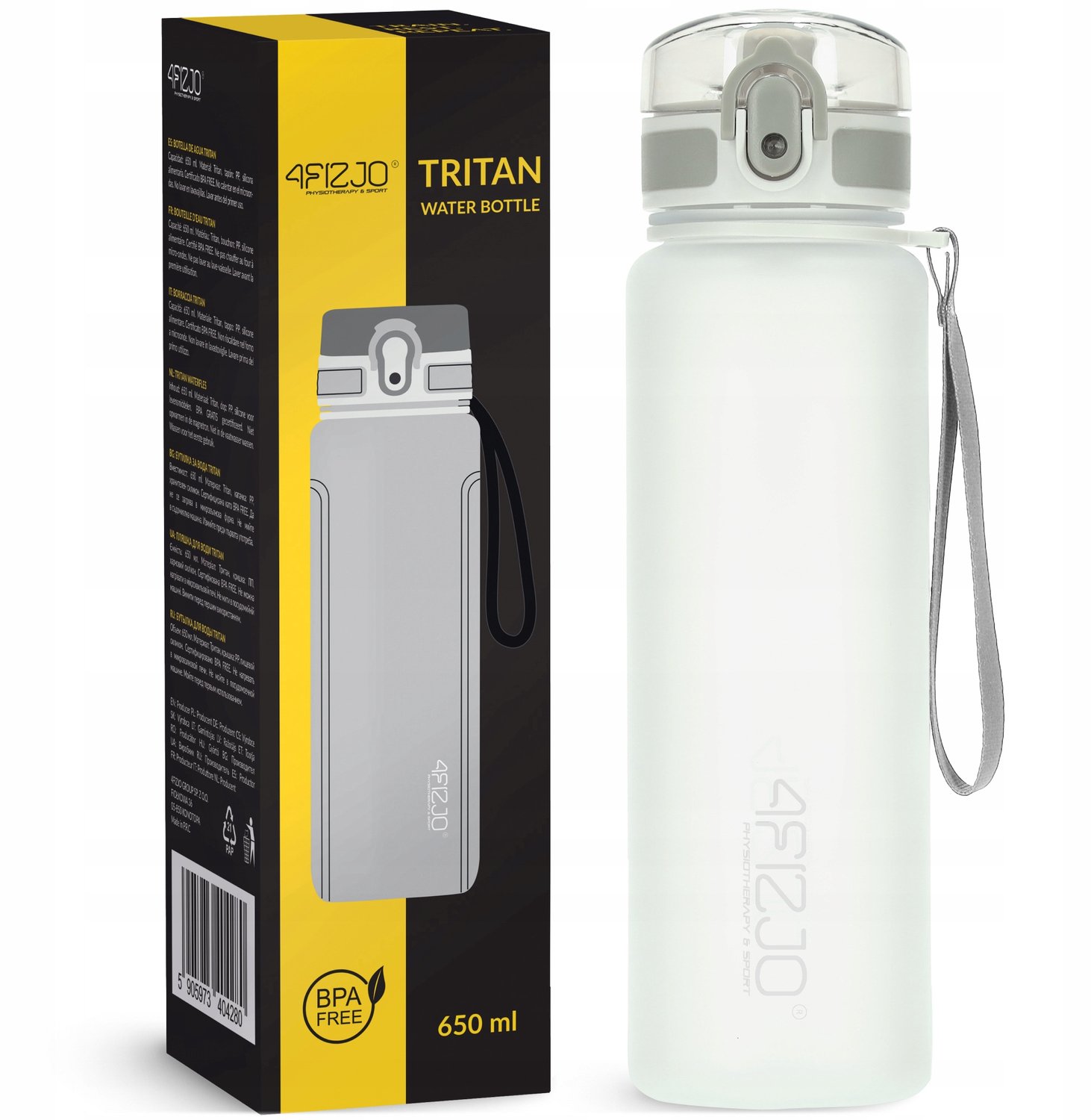 4FIZJO Tritan Waterfles Bidon Sport 650ml Grijs