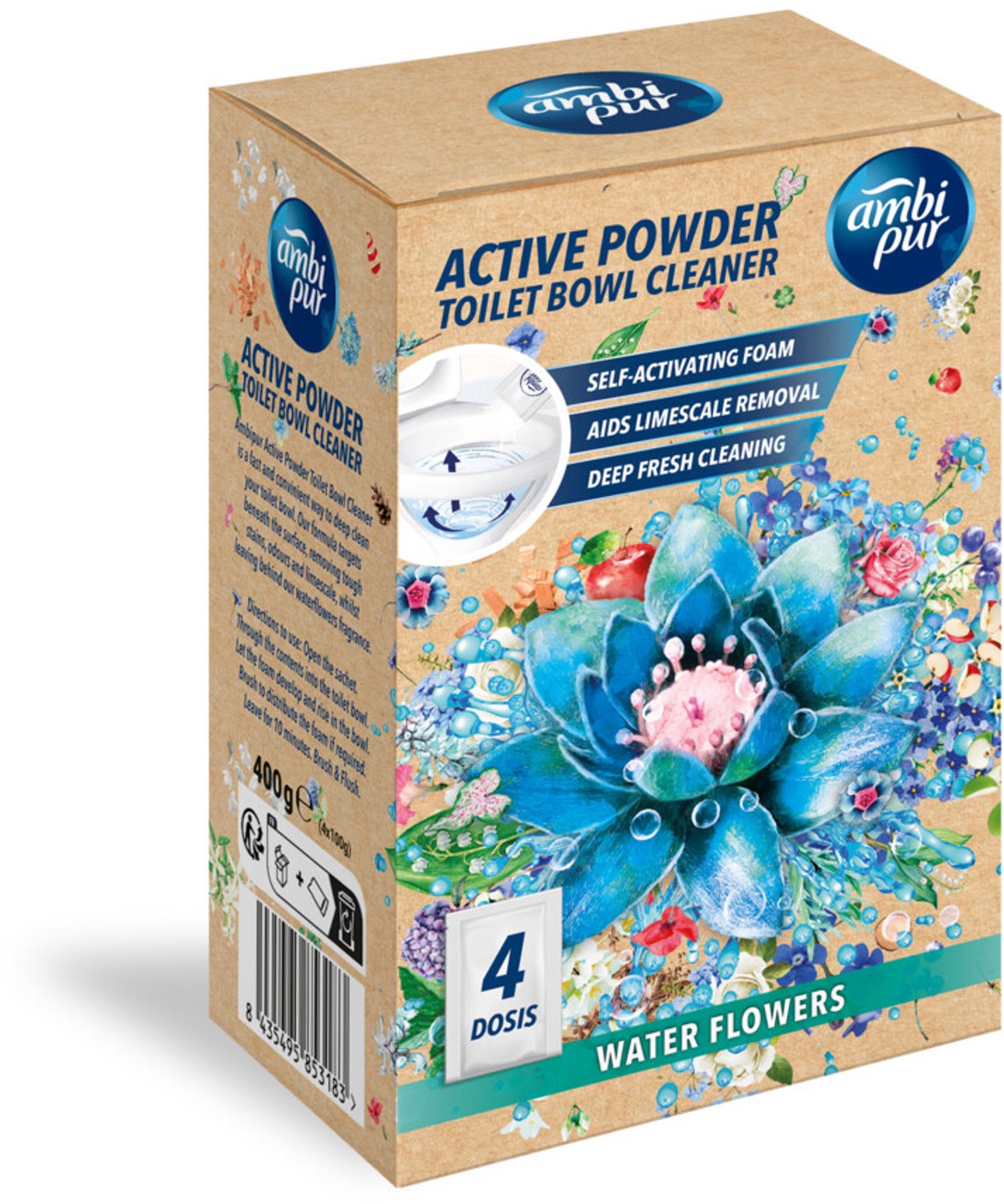 Ambi Pur Active Clean Wc Poeder Water Flowers 4 x 100 gr