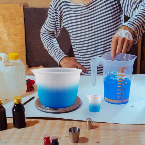 2 stuks siliconen maatbekers gietpoeder, 1000 ml/100 ml siliconen beker voor het gieten van hars, mengset voor het mengen van epoxyhars, gietvormen, waxen, siliconenrubber, sieraden maken — afbeelding 5
