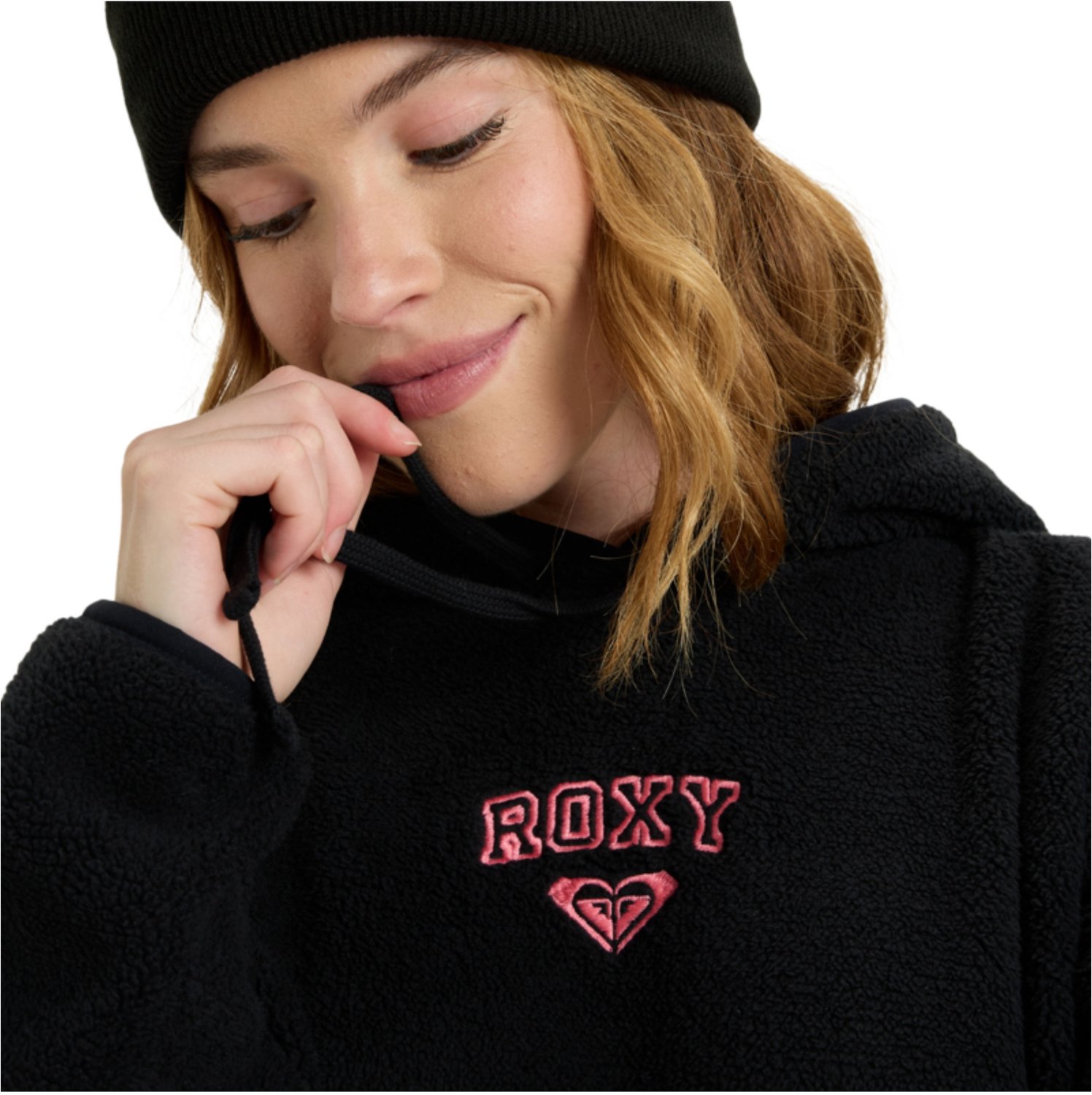 2025 Roxy Dames Cool Calling Polar Fleece Hoodie Anthraci Zwart