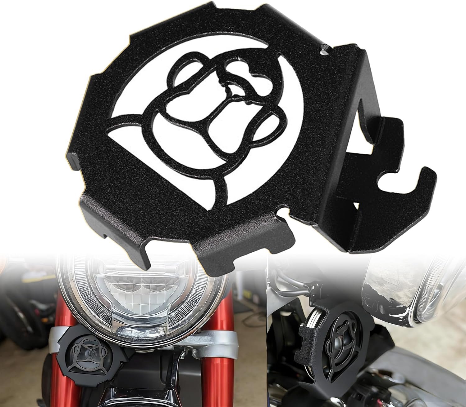 Monkey Horn voorbescherming, compatibel met Monkey 125 2018-2024, CNC-motoraccessoires, hoornbescherming, roosterbescherming (zwart)