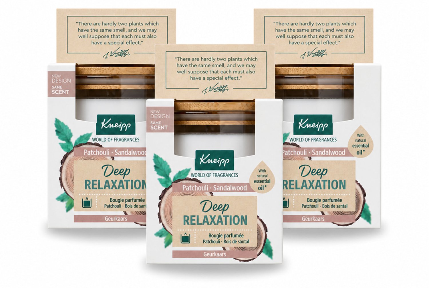 3 x Kneipp - Geurkaars - Deep Relaxation - Sandelhout & Patchouli - 20 branduren - Voordeelverpakking - 3 stuks