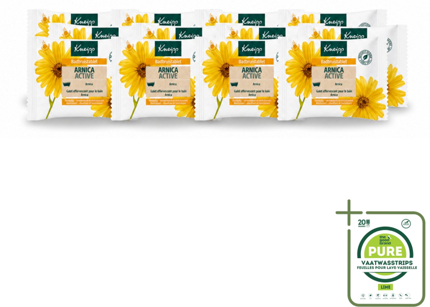 12 x Kneipp - Badbruistablet - Arnica - Grootverpakking - Vaatwasstrips - Badtablet - Arnica - Spierherstel - Verwarmend Bad - Ontspanning