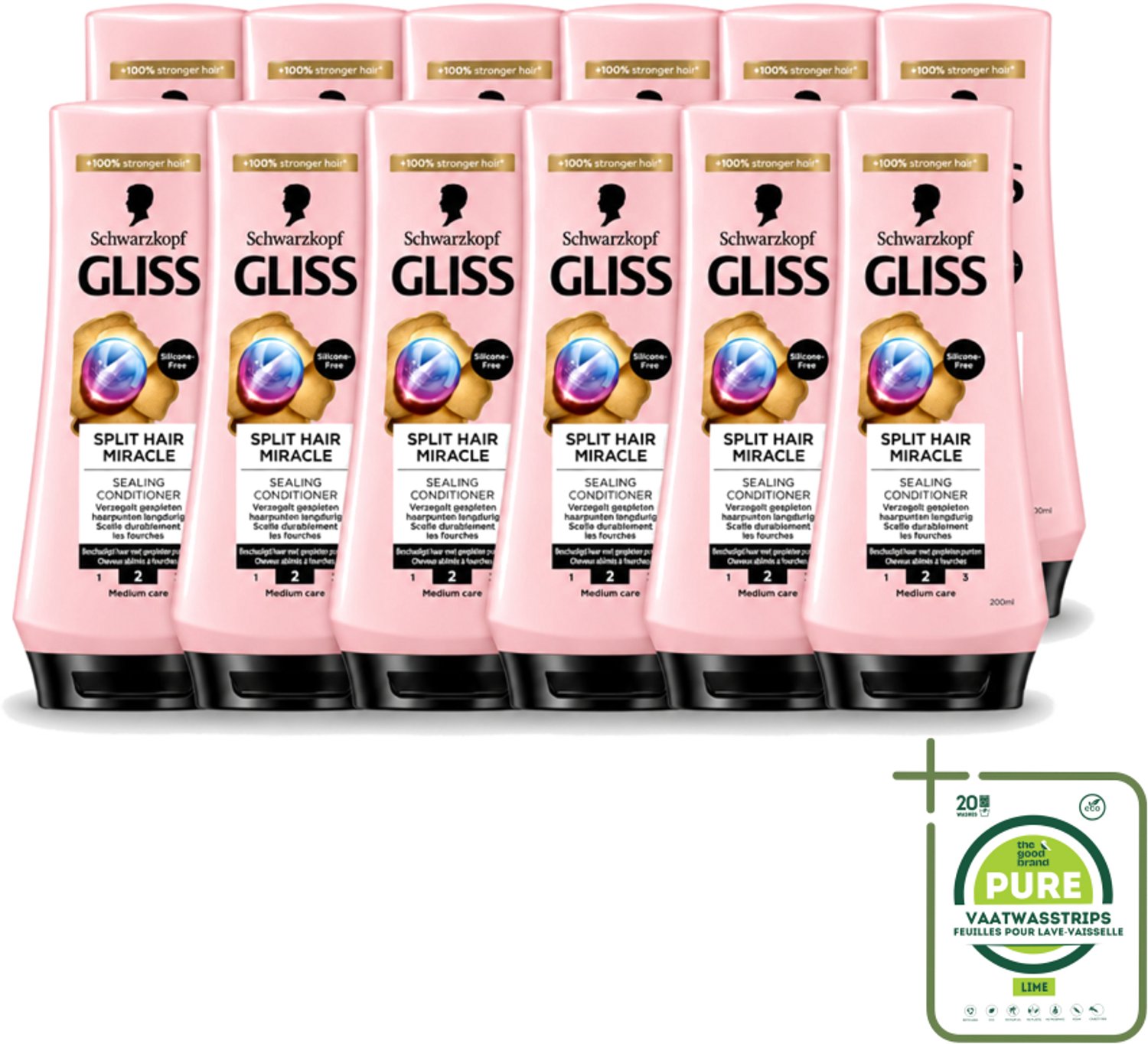 12 x Gliss - Hair Repair - Conditioner Split Hair Miracle tegen Gespleten Haarpunten - 200 ml - Grootverpakking - Vaatwasstrips - Gespleten Haarpunten - Haarherstel - Haarverzorging - Haarbescherming - Keratine
