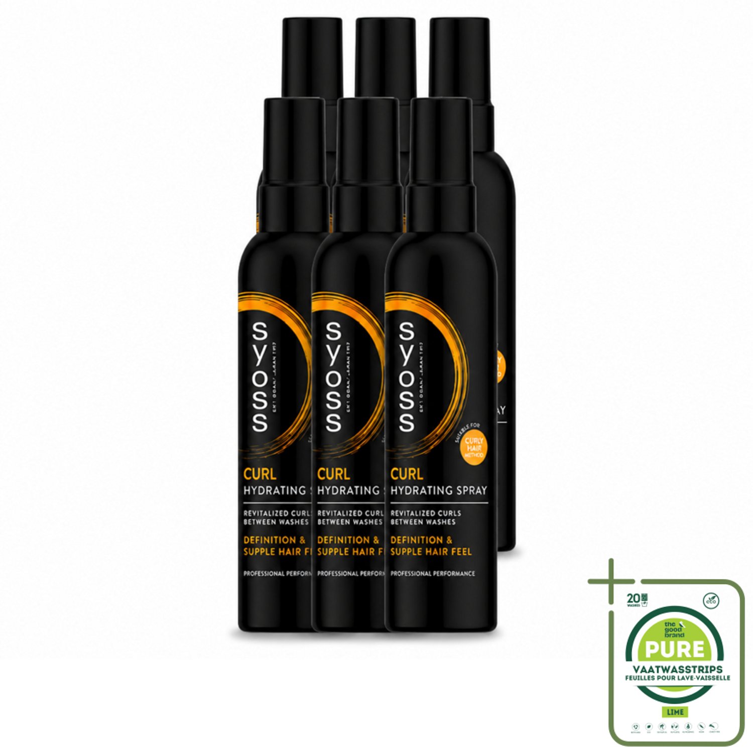 6 x Syoss - Curls - Haarspray - Veerkrachtige Krullen - 150 ml - Grootverpakking - Vaatwasstrips - Krullen Stylen - Krullen Fixeren - Krullen Verzorgen - Pluisvrije Krullen - Krullen Hydrateren