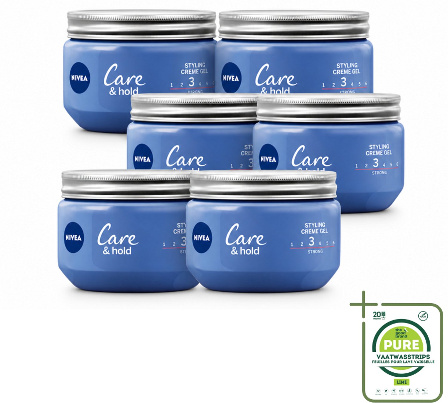 6 x NIVEA - Stylingscrèmegel - Verzorging & Stevigheid - Reinigt Onmiddellijk De Poriën - 150 ml - Grootverpakking - Vaatwasstrips - Haarkruid - Haarkruid Gel - Haarkruid Crème - Haarkruid Styling - Haarkruid Fixatie