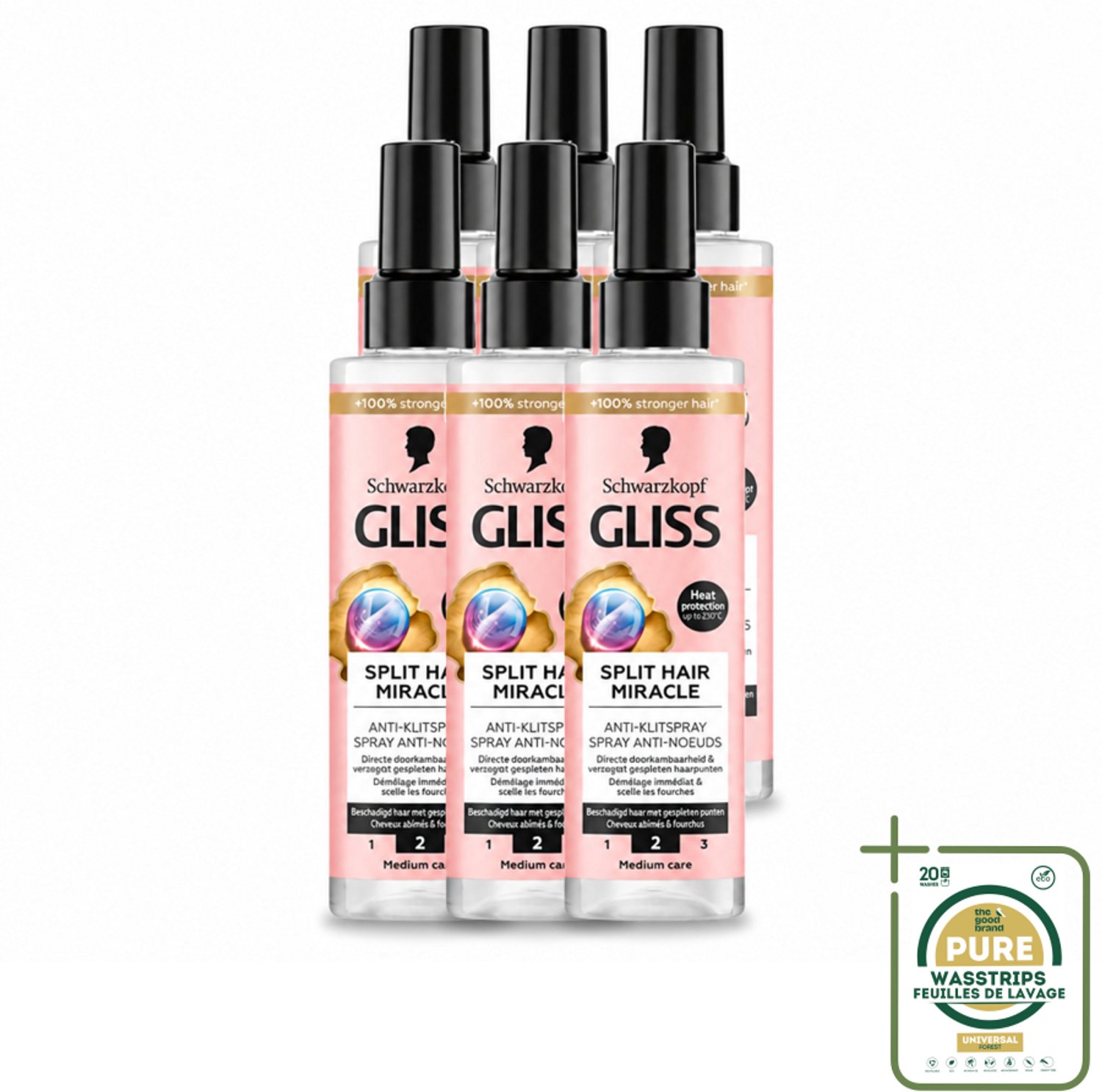 6 x Gliss - Split End Anti-Klit Spray - Tegen Gespleten Haarpunten - 200 ml - Wasstrips - Gespleten Haarpunten - Anti Klit Spray - Haar Bescherming - Haar Herstel - Haar Ontwarren