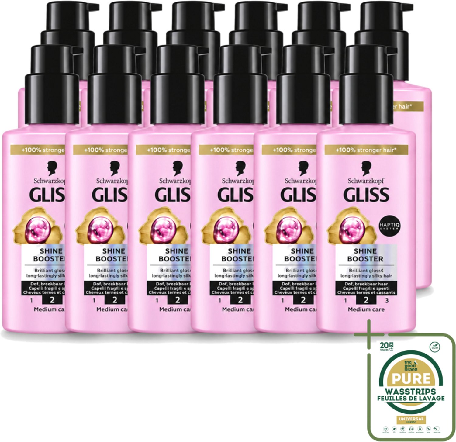 12 x Gliss - Haarserum - Liquid Silk Shine Booster - Fruitige Geur - 100 ml - Wasstrips - Haarverzorging - Haarschijn - Haarherstel - Haarverzorging Serum - Haarverzorging Voor Droog Haar