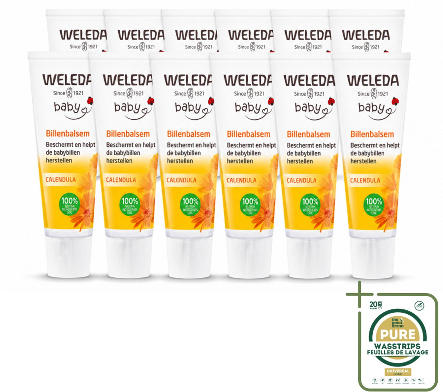 12 x WELEDA - Billenbalsem - Baby Calendula - 30 ml - Wasstrips - Babybillen - Luieruitslag - Babyhuidverzorging - Roodheid - Gevoelige Huid