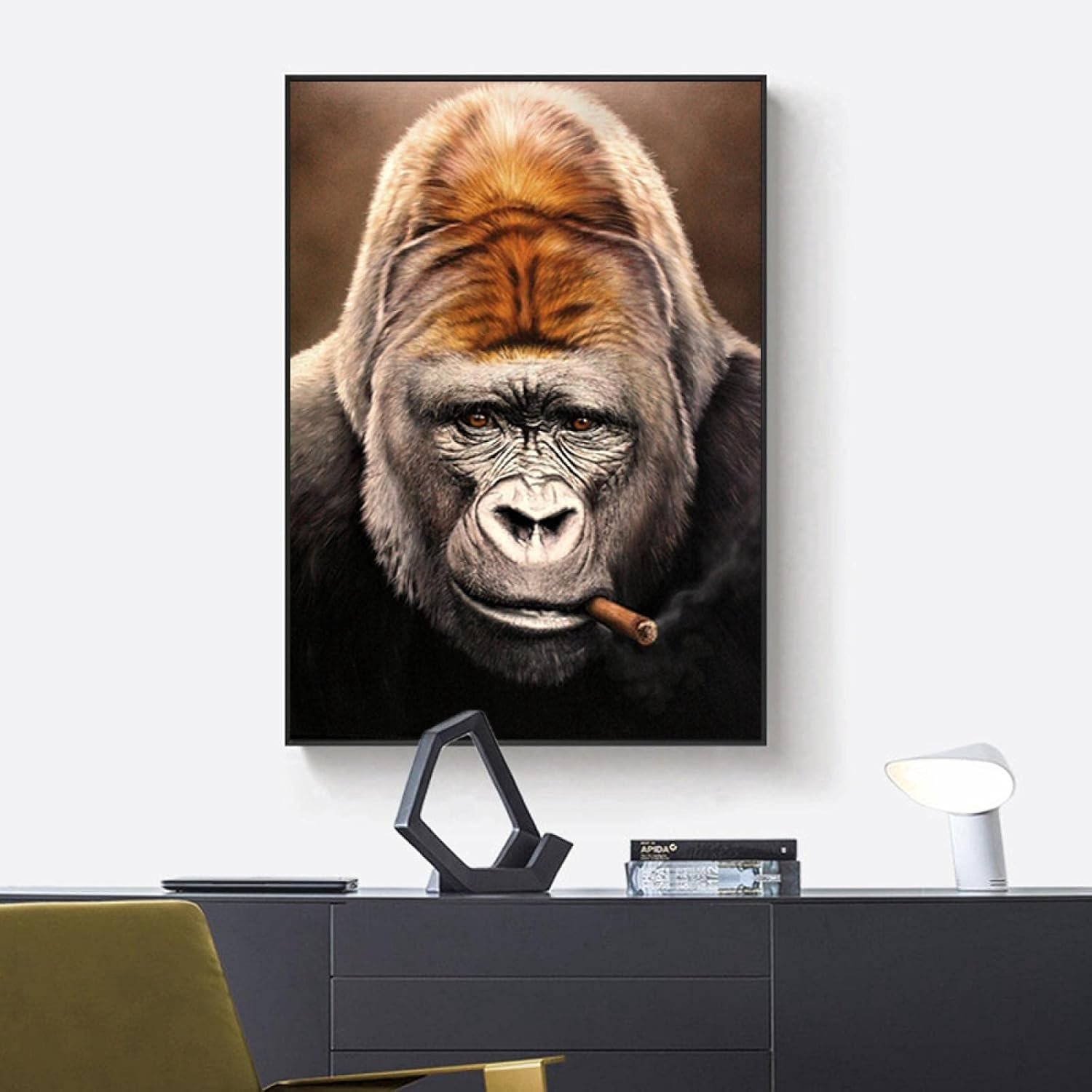Modern Dierencanvas Schilderij Muur Kunst Posters En Prints Grappige Aap Roken Foto voor Kinderkamer Home Decor kunstwerk 35x50cm Frameless