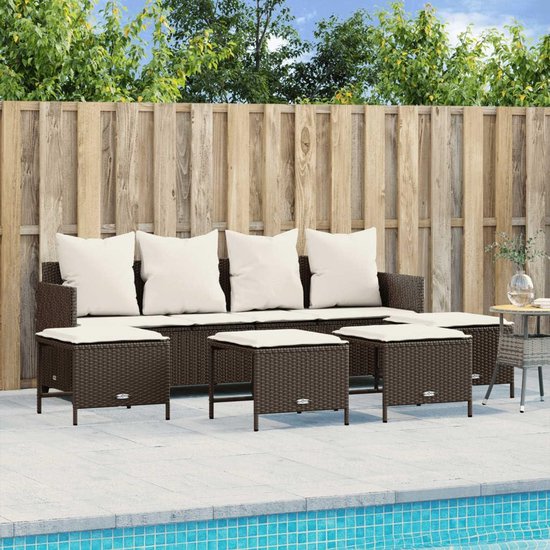 Poly rattan verstelbare loungeset bruin — afbeelding 2