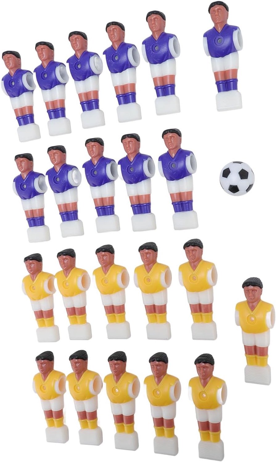 Fosball Voetbaltafel Vervangende Onderdelen, 11 Violet & 11 Gele Spelers, Zwart -witvoetbal voor 1,4 M Tafel