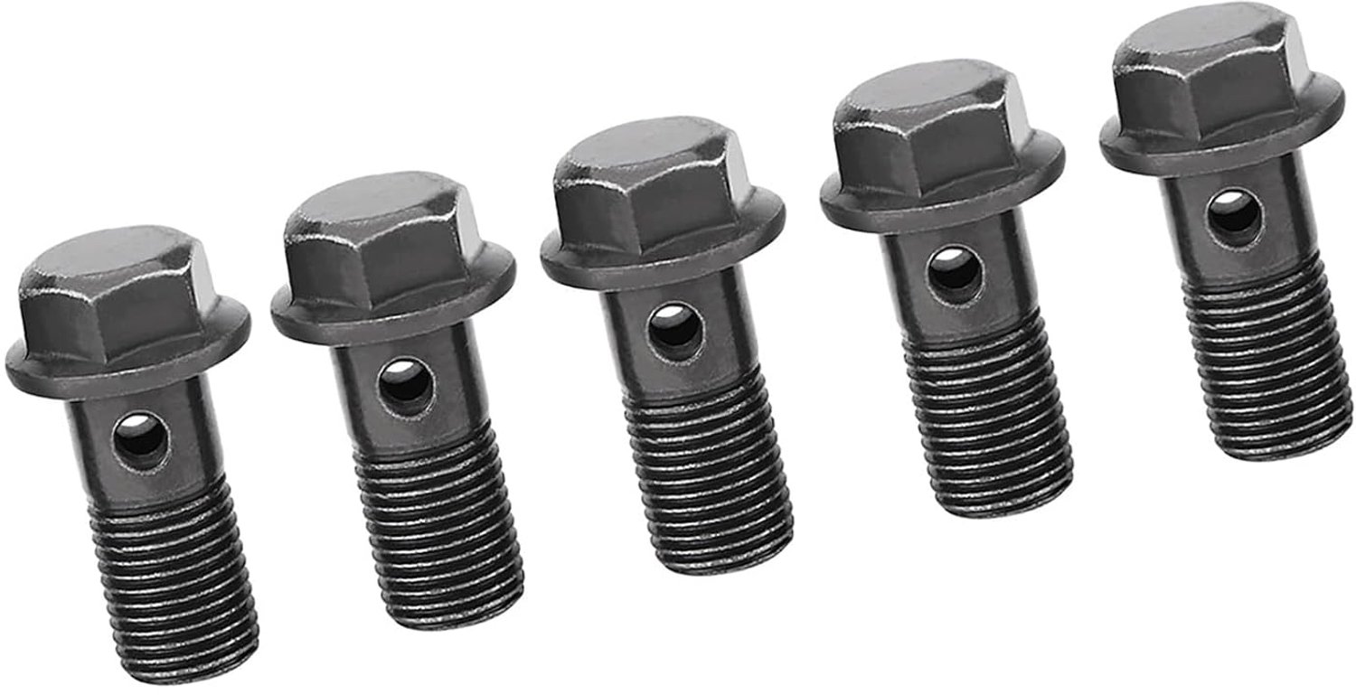 Motorfiets Banjo Bouten M10 x 0mm voor Remklauwen en Koppelingsmaster Cilinders Set van 5 Bouten en 10 Ringen Universele Pasvorm