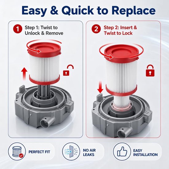 2 stuks vervangende HEPA-filters voor Bosch stofzuiger GAS18V-3 / GAS18V-10L, vervangingsfilter voor Bosch VF320H, stofzuigeraccessoires, wasbaar en herbruikbaar — afbeelding 3