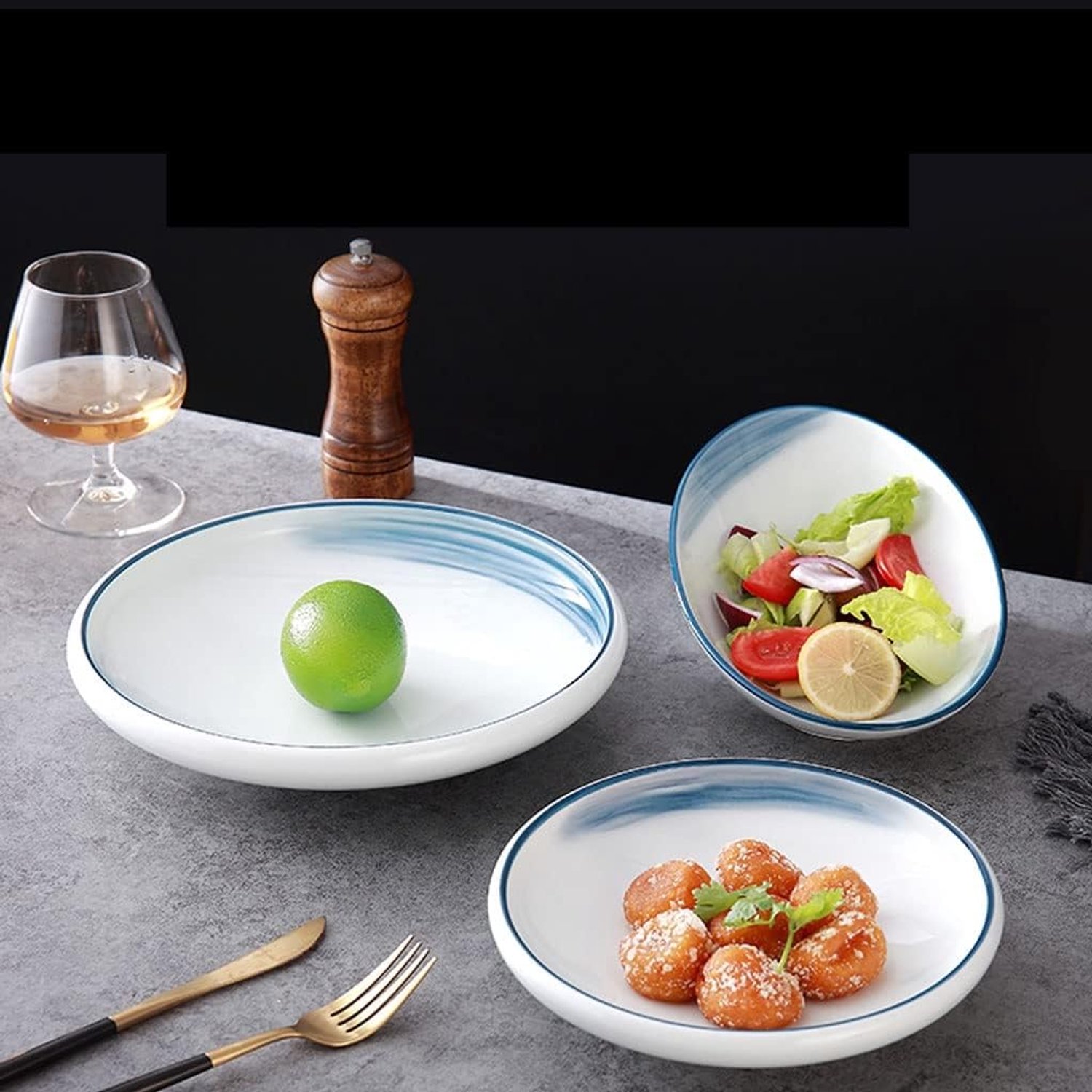 Saladekom Saladekom Keramiek Fruitschaal Bijgerecht Bord Schuine Kom Thuis Keuken Restaurant Groentesaladekom Pastakom Salade Serveerschaal, B2pc-Small