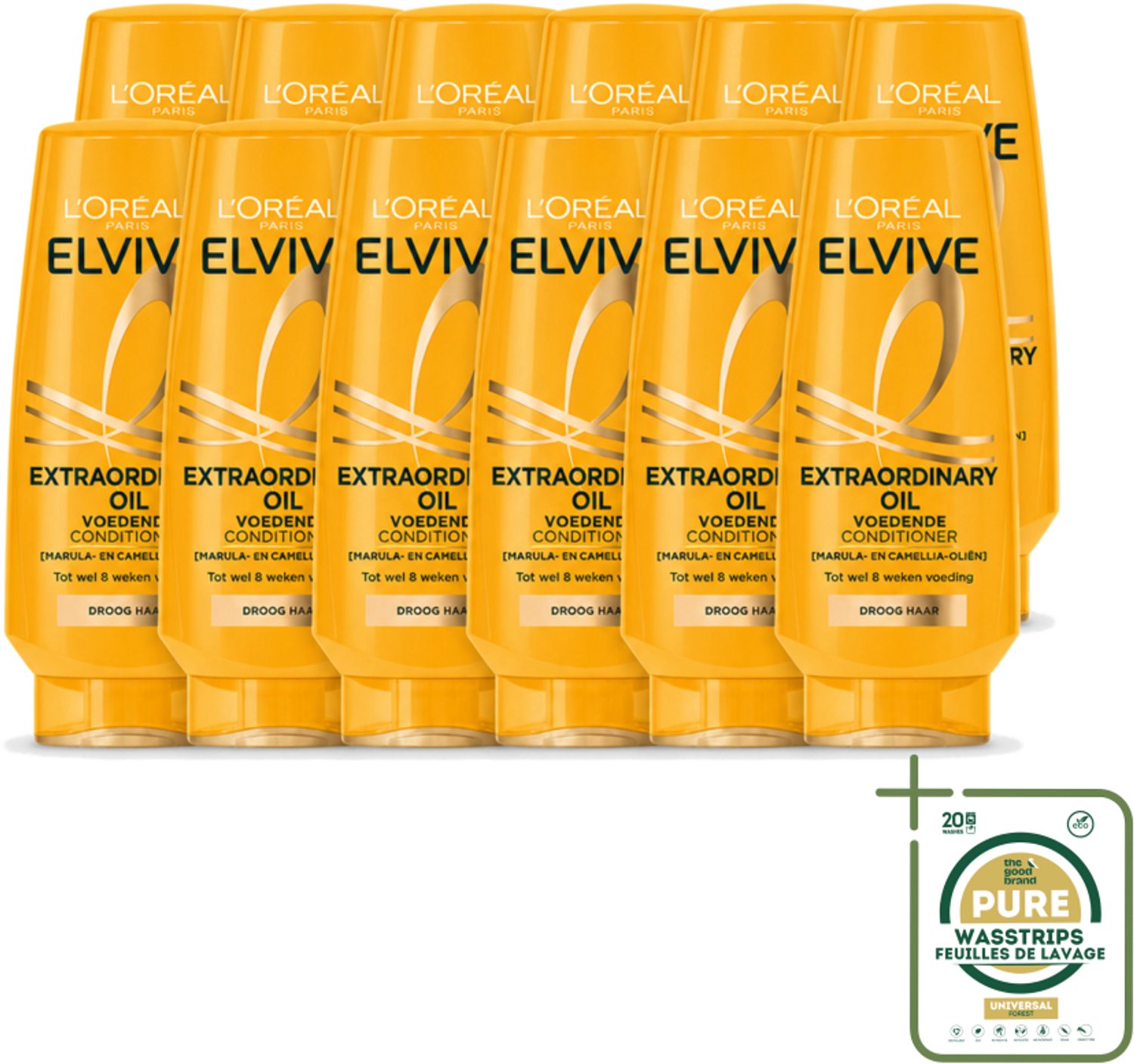12 x L'Oréal Paris Elvive Extraordinary Oil - Conditioner - Droog Haar - 200ml - Wasstrips - Droog Haar - Haar Verzorging - Haar Hydraatatie - Haar Herstel - Haar Glans
