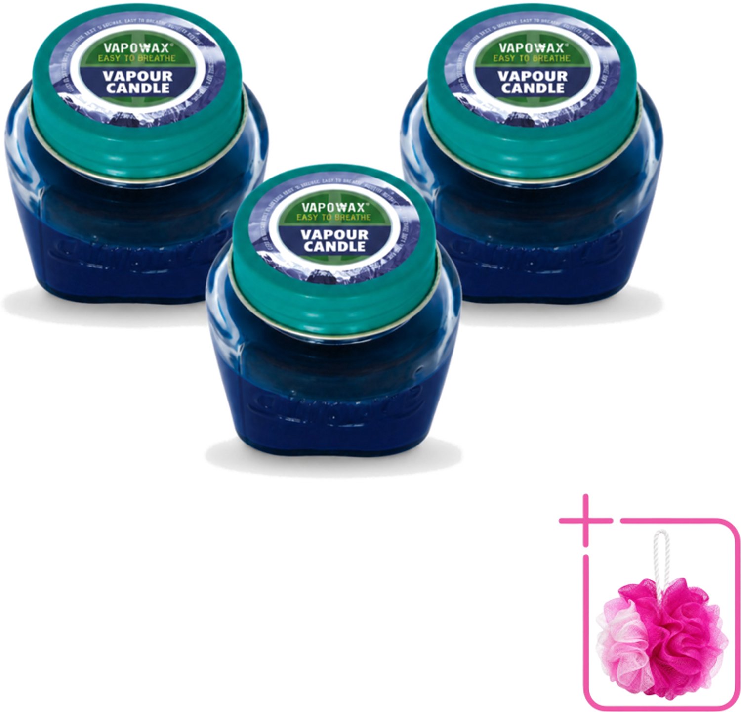 Airpure 3 x Airpure - Kaars Tegen Verkoudheid - Geurkaars - Verlichting bij Verkoudheid - 28,5 g - Bulkverpakking - Kaars tegen verkoudheid - Douchemop - Geurige kaars blauw