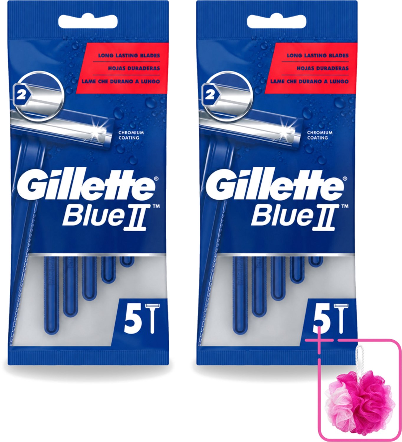 2 x Gillette - Blue II - Wegwerpscheermesjes - Precisie & Comfort - 5 Scheermesjes - Bulkverpakking - Scheermesje - Wegwerpscheermesje