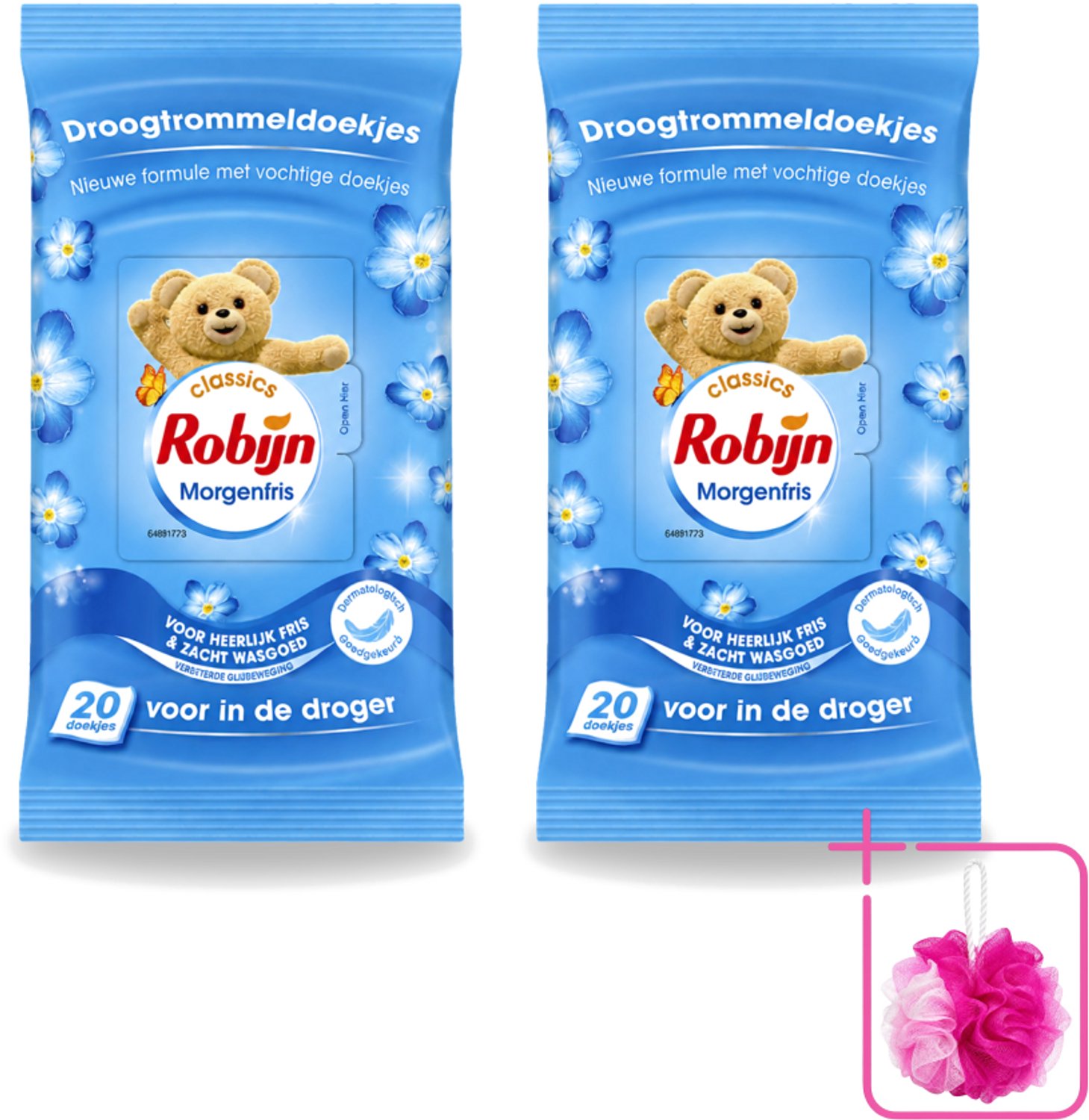 2 x Robijn – Droogtrommeldoekjes – Morgenfris - 20 Doekjes - Bulkverpakking - Droogtrommeldoekjes - Douchemop - Wasgoed drogen