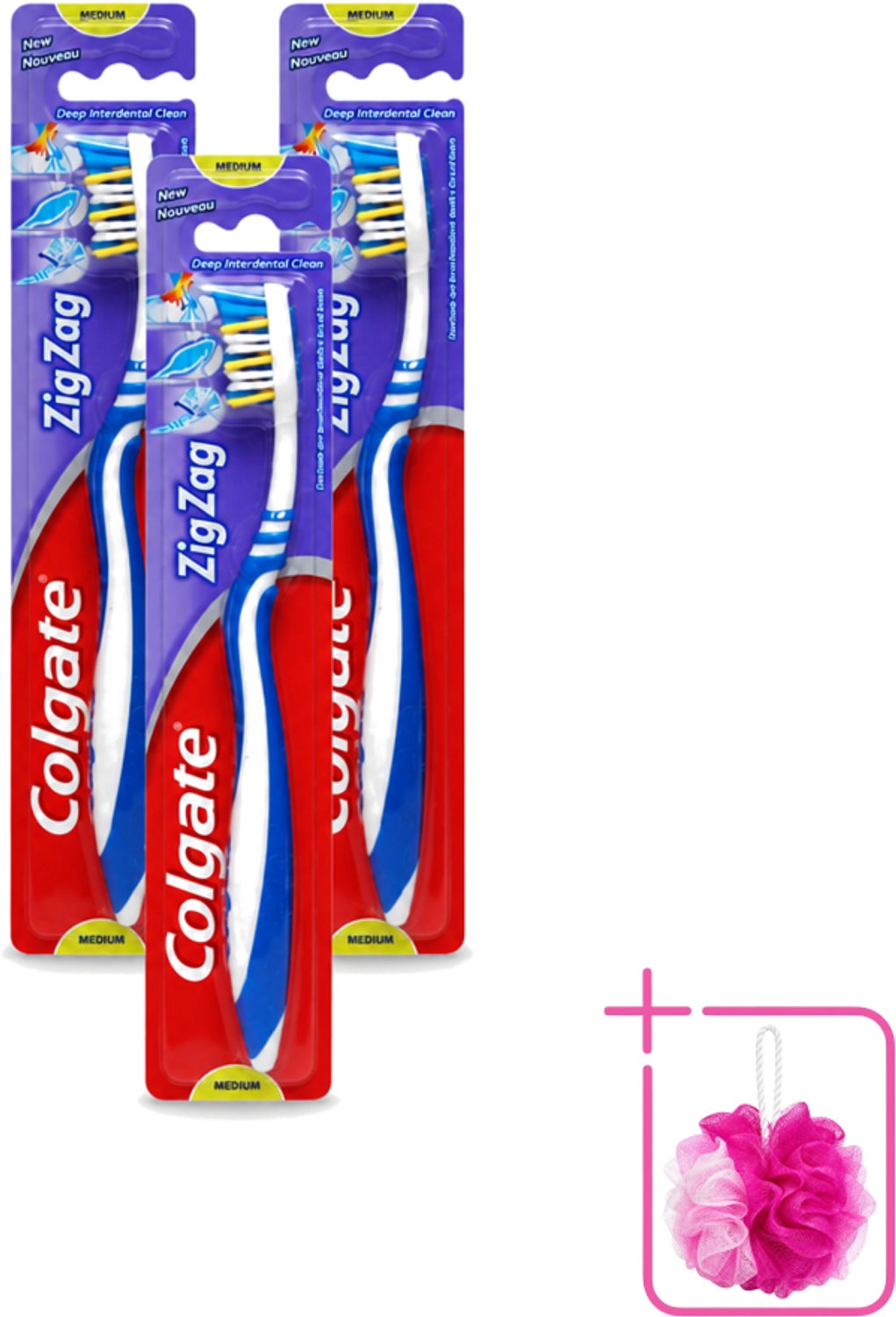 3 x Colgate - Tandenborstel - ZigZag Medium - 1 Tandenborstel - Bulkverpakking - Tandenborstel - Tandenborstel zigzag
